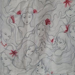 ModCloth La Casita de Wendy silk illustrated print dress - rare & stunning!